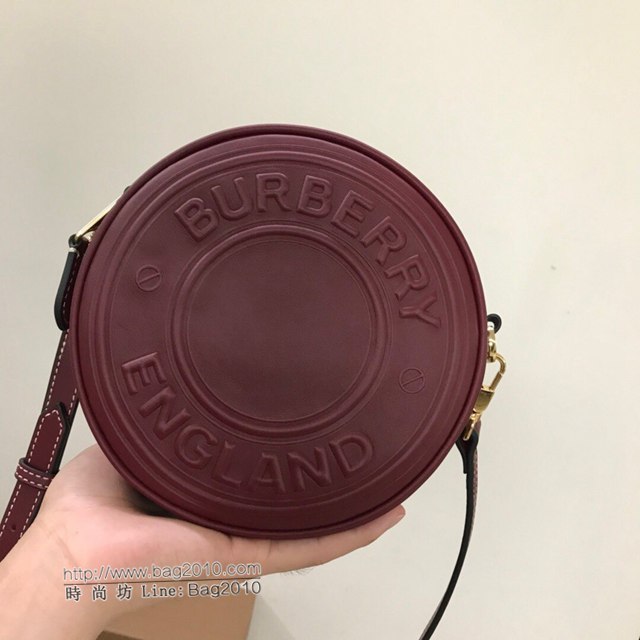 Burberry專櫃新款女包 巴寶莉紅色全小牛仔皮圓形Louise路易絲包  db1186